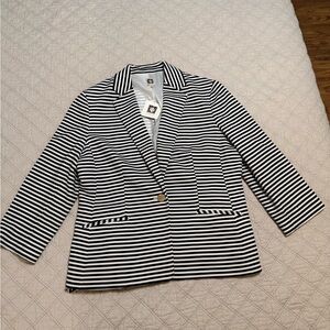 Anne Klein Black and White Striped Blazer